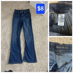 Aeropostale Women's High Rise Flare Jeans - Blue